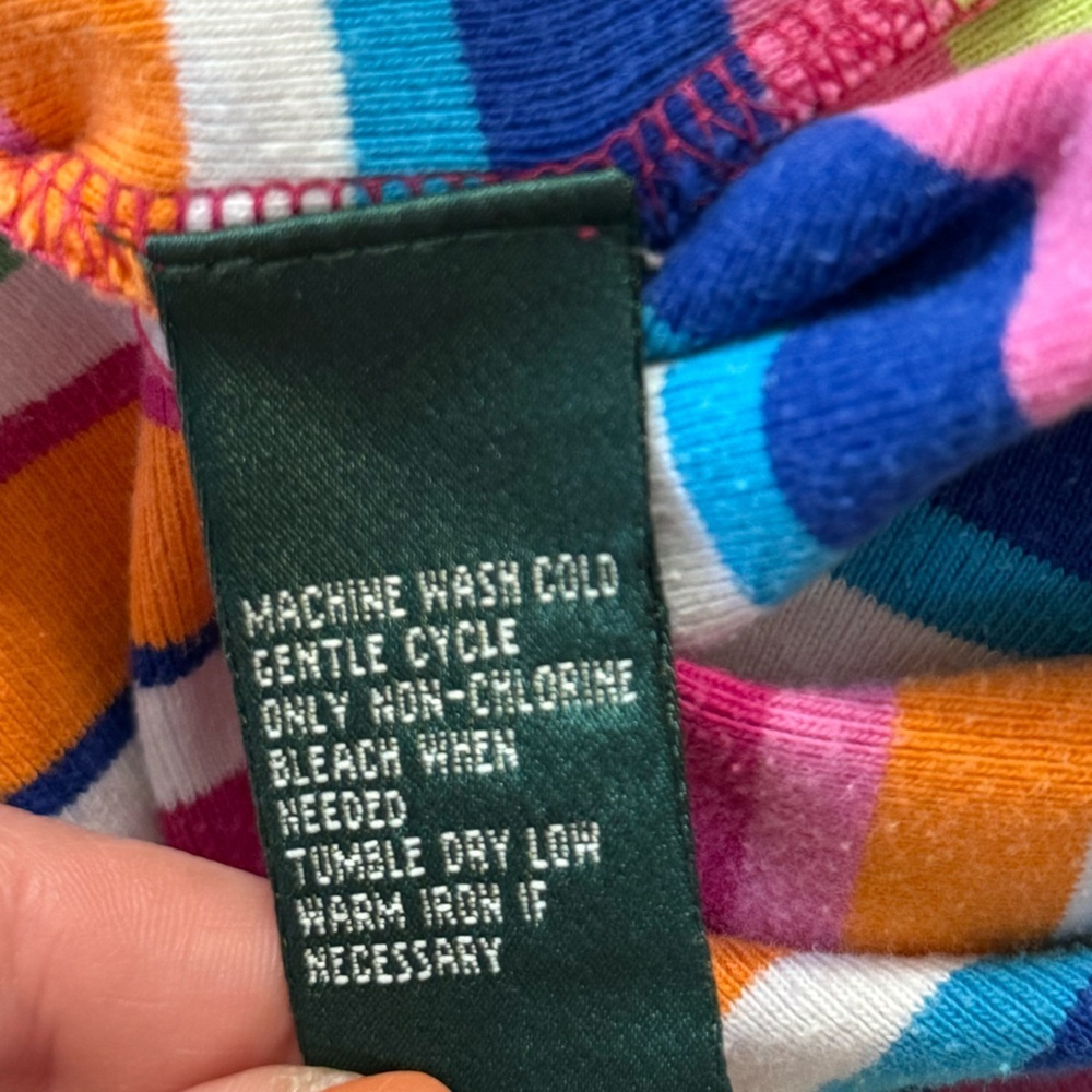 Lauren Ralph Lauren Women’s Small 100% Cotton Rainbow Striped T-Shirt Y2K - Picture 7 of 9